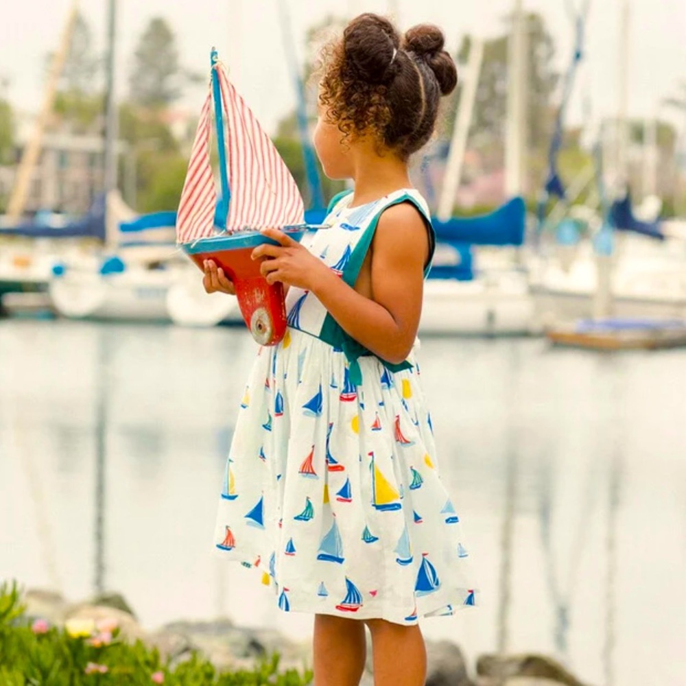 Sold Out Pink Chicken Girls Amy Dress, Wan Blue Sailboats